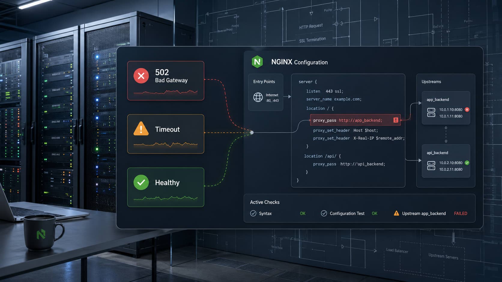 Muhyo Tech — The Silent Killer: Debugging NGINX Configuration Errors Before They Cripple Your App blog cover image