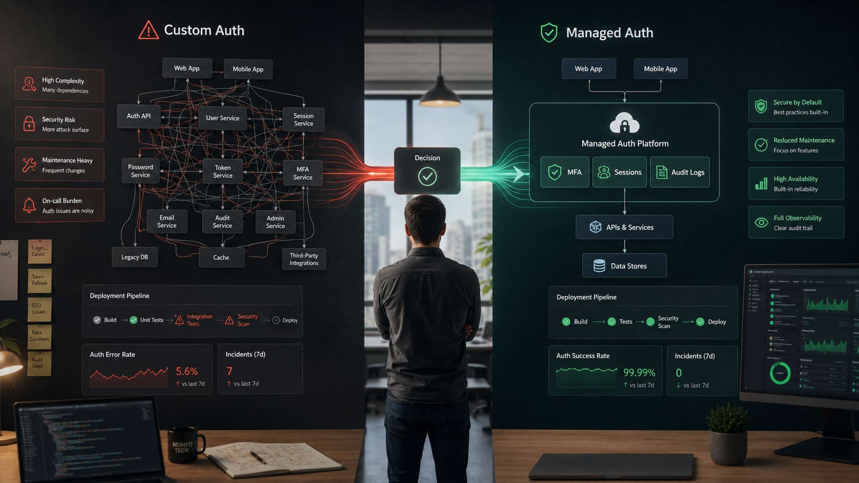 Muhyo Tech — The Sweet Spot: Why We Retired Our Custom Auth Systems blog cover image