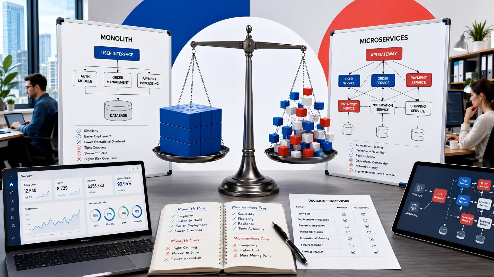 Muhyo Tech — editorial blog cover illustrating When Microservices Become a Micro-Problem: Deciding on Monolith vs. Microservices for Scale