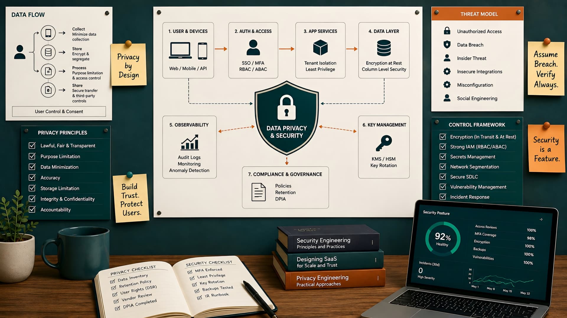 Muhyo Tech — editorial blog cover illustrating Engineering for Trust: A Data Privacy & Security Blueprint for SaaS Products