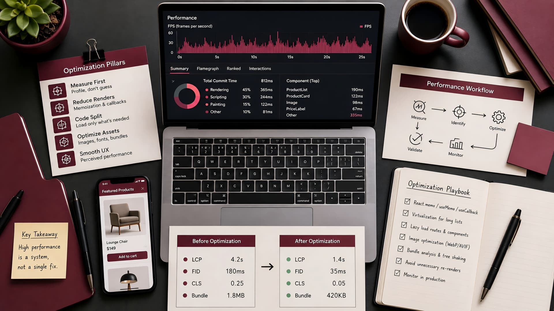 Muhyo Tech — editorial blog cover illustrating Engineering High-Performance React Applications: A Deep Dive into Optimization Techniques