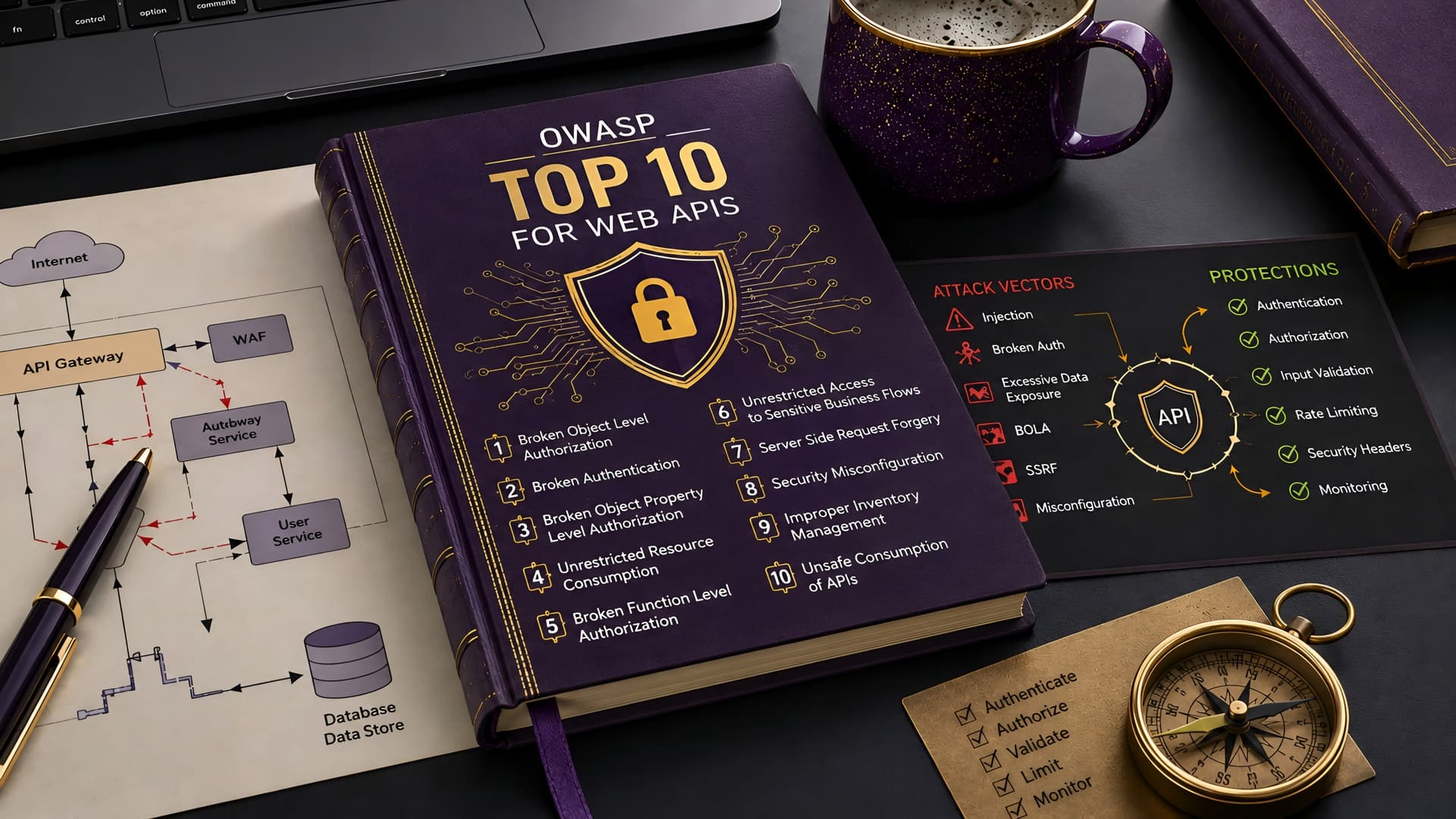 Muhyo Tech — editorial blog cover illustrating Defending Against Common API Attacks: OWASP Top 10 for Web APIs