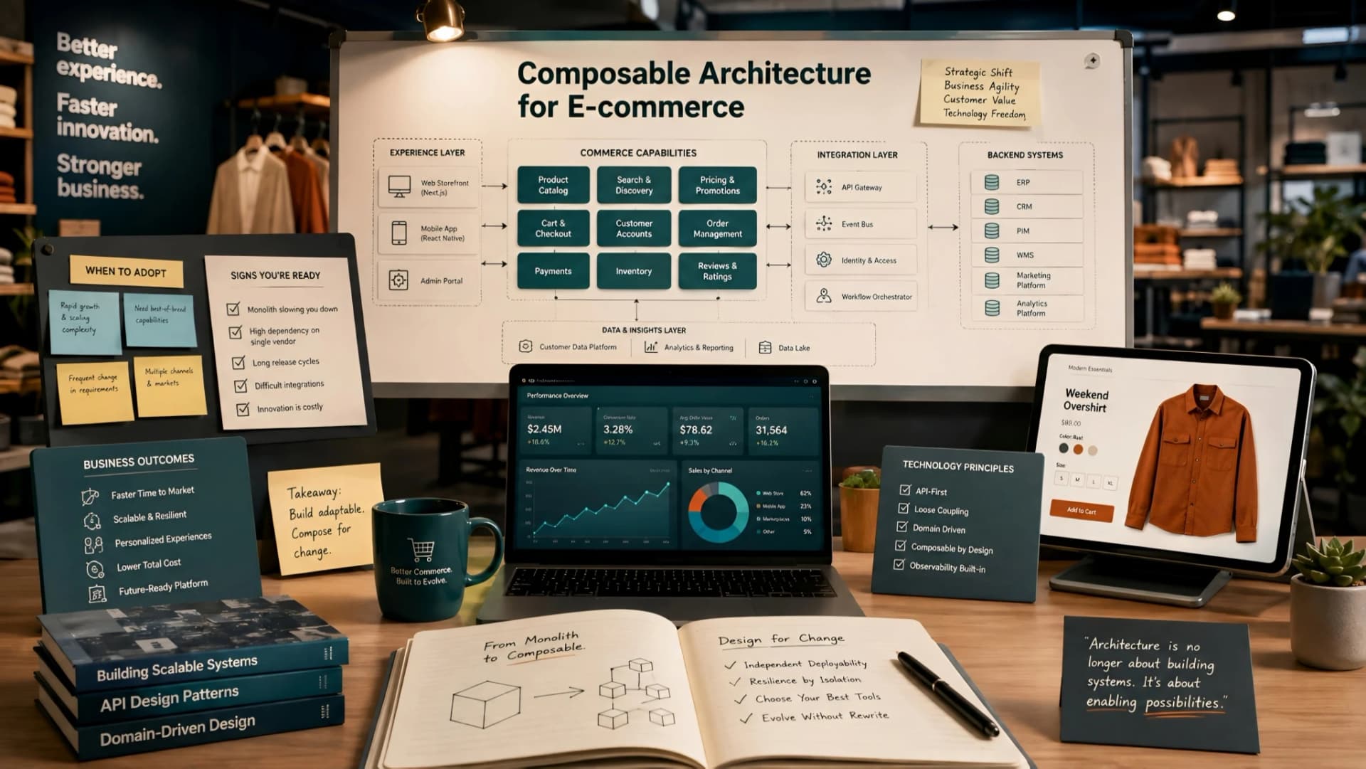 Muhyo Tech — editorial blog cover illustrating The Strategic Shift: When to Adopt a Composable Architecture for E-commerce