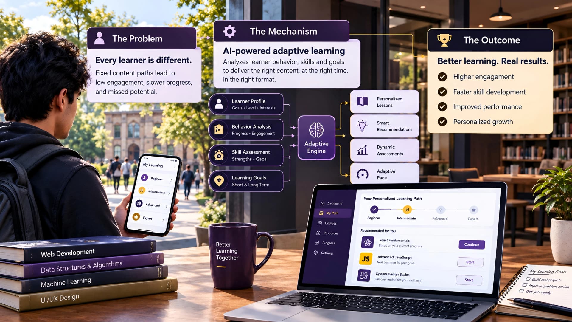 Muhyo Tech — editorial blog cover illustrating Personalizing the Learning Path: Engineering Adaptive Content Delivery for EdTech